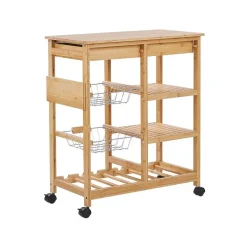 Trolleys-Beliani MORINO - Keukentrolley - Lichte houtkleur - Bamboehout