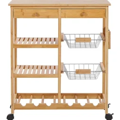 Trolleys-Beliani MORINO - Keukentrolley - Lichte houtkleur - Bamboehout