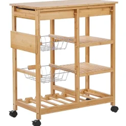 Trolleys-Beliani MORINO - Keukentrolley - Lichte houtkleur - Bamboehout