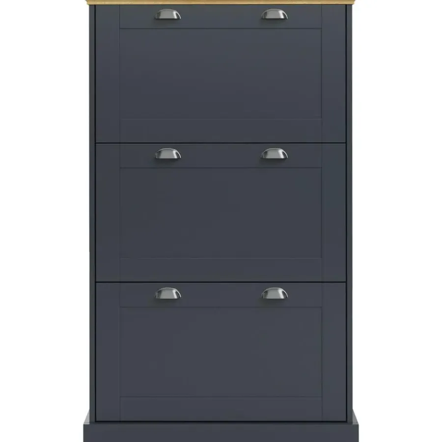 Schoenenkasten-Loft24 Motala - Schoenenkast met 3 kleppen in antraciet