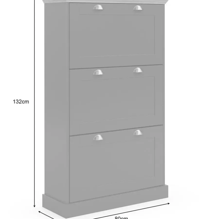 Schoenenkasten-Loft24 Motala - Schoenenkast met 3 kleppen in antraciet