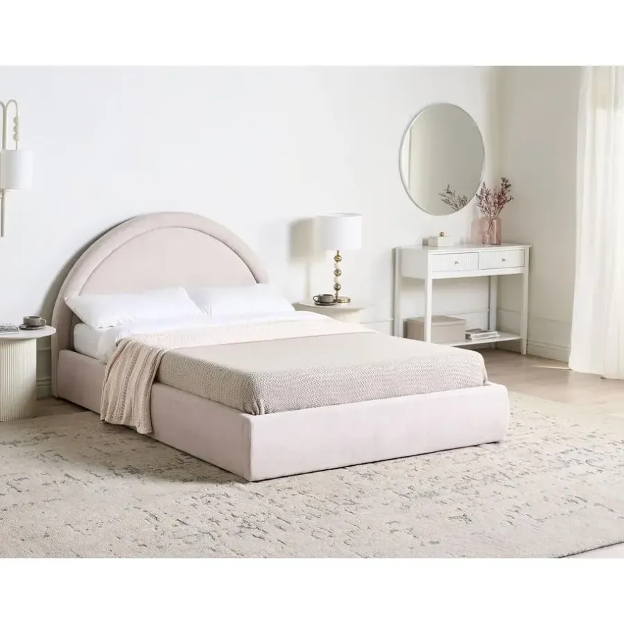 Leen Bakker MOUZON - Bed met opbergruimte - Lichtbeige - 140 x 200 cm - Stof