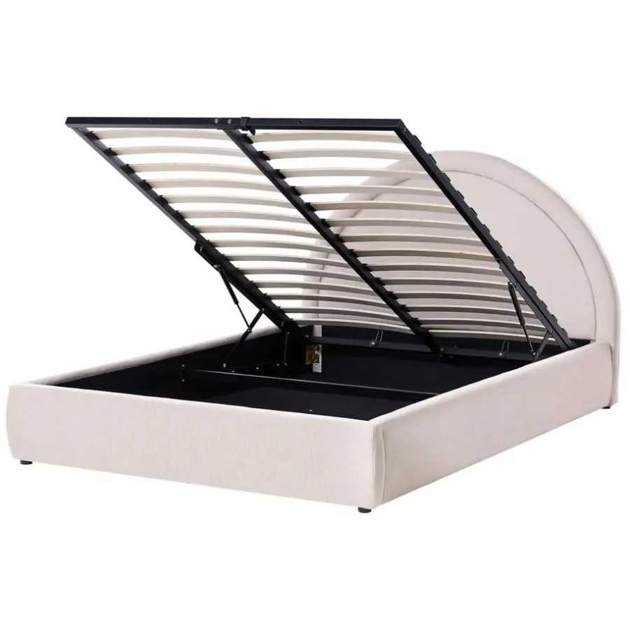 Leen Bakker MOUZON - Bed met opbergruimte - Lichtbeige - 140 x 200 cm - Stof