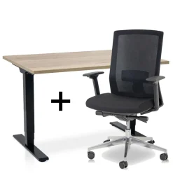 Zit-Sta-Bureaus-MRC COMFORT Set - Zit-sta bureau + stoel - 120x80 - robuust eiken