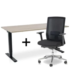 Zit-Sta-Bureaus-MRC COMFORT Set - Zit-sta bureau + stoel - 160x80 - midden eiken