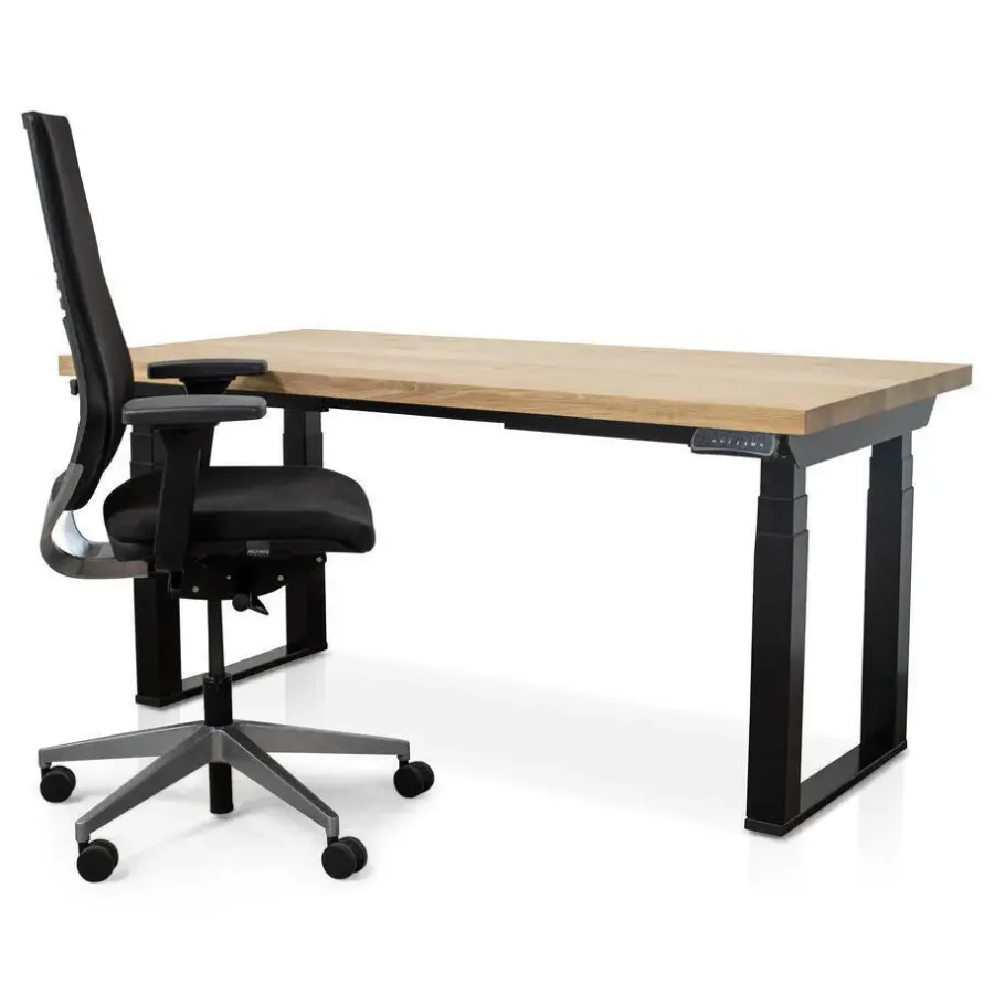 Lineaflex MRC MRC PRO Solid zit-sta bureau massief eiken blad 160x80 zwart NEN-EN527