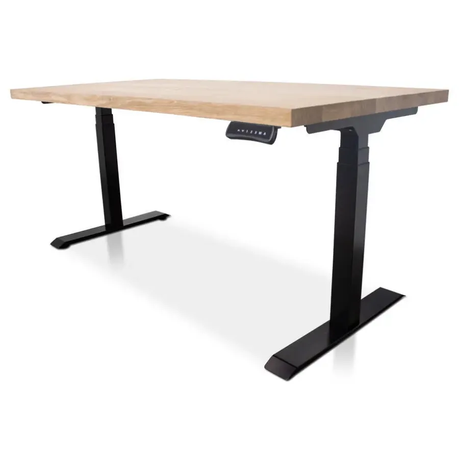 Lineaflex MRC MRC Zit-sta bureau massief eiken blad 180x90 zwart frame NEN-EN 527