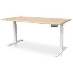 Zit-Sta-Bureaus-Lineaflex MRC MRC Zit-sta bureau massief boomstam blad 140x80 wit frame NEN-EN 527