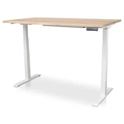 Zit-Sta-Bureaus-Lineaflex MRC MRC Zit-sta bureau massief boomstam blad 140x80 wit frame NEN-EN 527