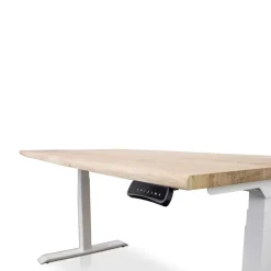 Zit-Sta-Bureaus-Lineaflex MRC MRC Zit-sta bureau massief boomstam blad 140x80 wit frame NEN-EN 527