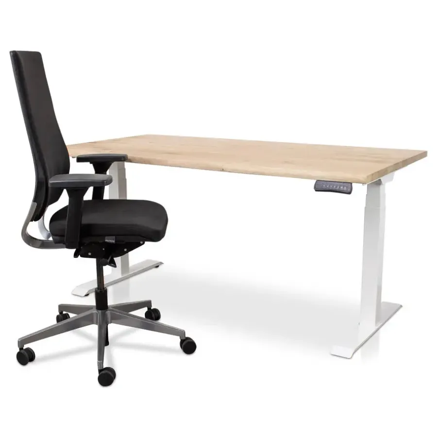 Lineaflex MRC MRC Zit-sta bureau massief boomstam blad 180x90 wit frame NEN-EN 527