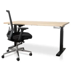 Lineaflex MRC MRC Zit-sta bureau massief boomstam blad 180x90 zwart frame NEN-EN 527