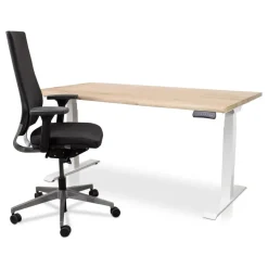 Zit-Sta-Bureaus-Lineaflex MRC MRC Zit-sta bureau massief boomstam blad 120x80 wit frame NEN-EN 527
