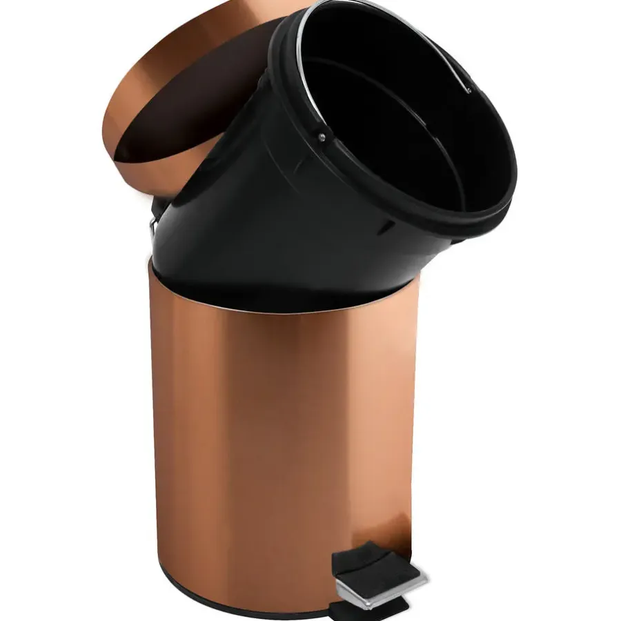 Prullenbakken-MSV badkamer/toilet pedaalemmer - koper kleurig - 3L - 17 x 25 cm