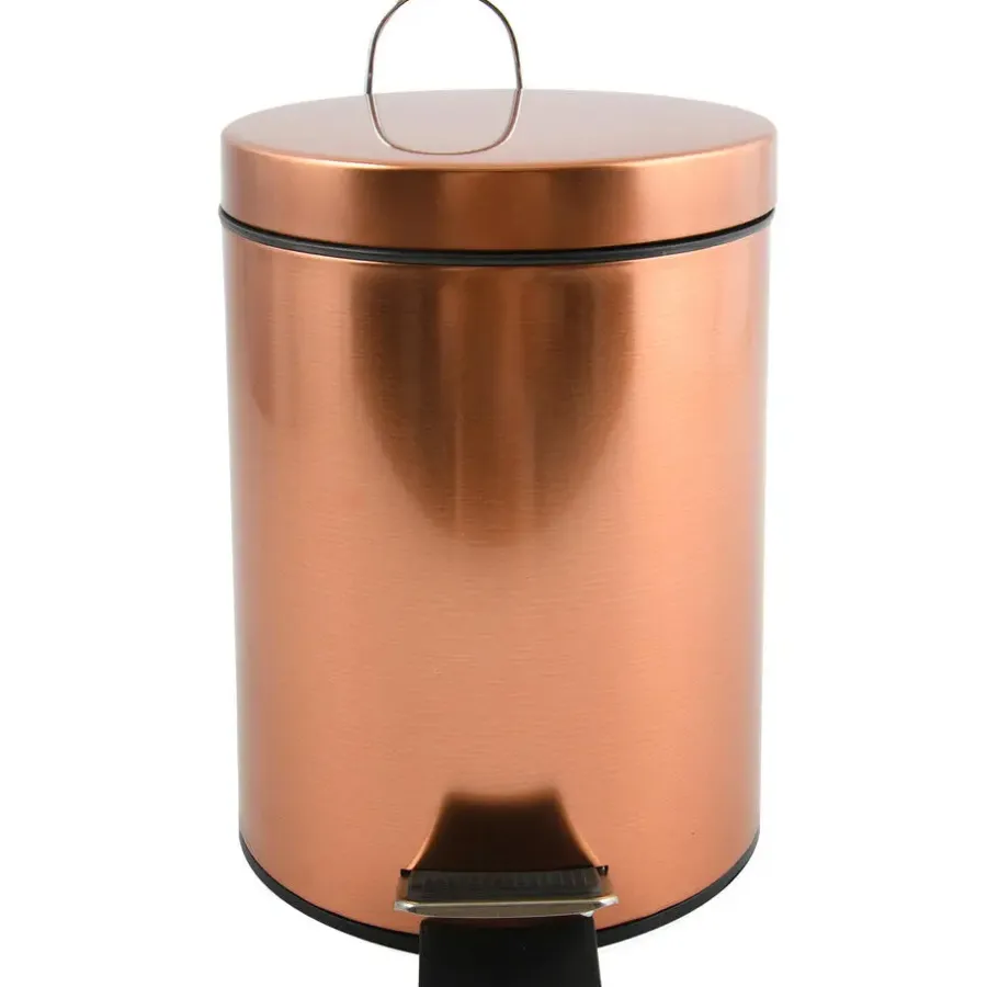 Prullenbakken-MSV badkamer/toilet pedaalemmer - koper kleurig - 3L - 17 x 25 cm