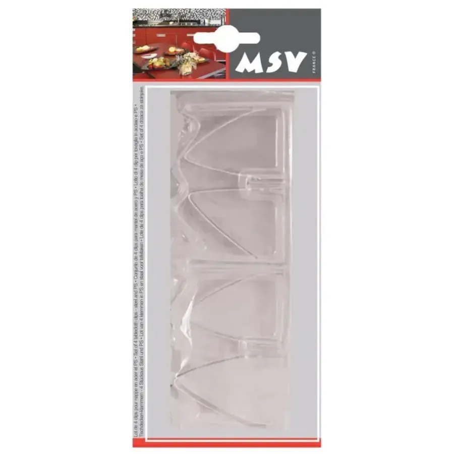 Tuindecoratie-MSV Tafelkleed klemmen - 4x - transparant - kunststof - 4 x 6 cm