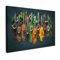 MuchoWow Canvas Schilderij 120x80cm Kruiden Specerijen Lepels