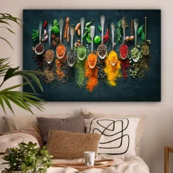 MuchoWow Canvas Schilderij 120x80cm Kruiden Specerijen Lepels
