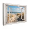 MuchoWow Canvas Schilderij 90x60cm Raam Zee Kust Natuur