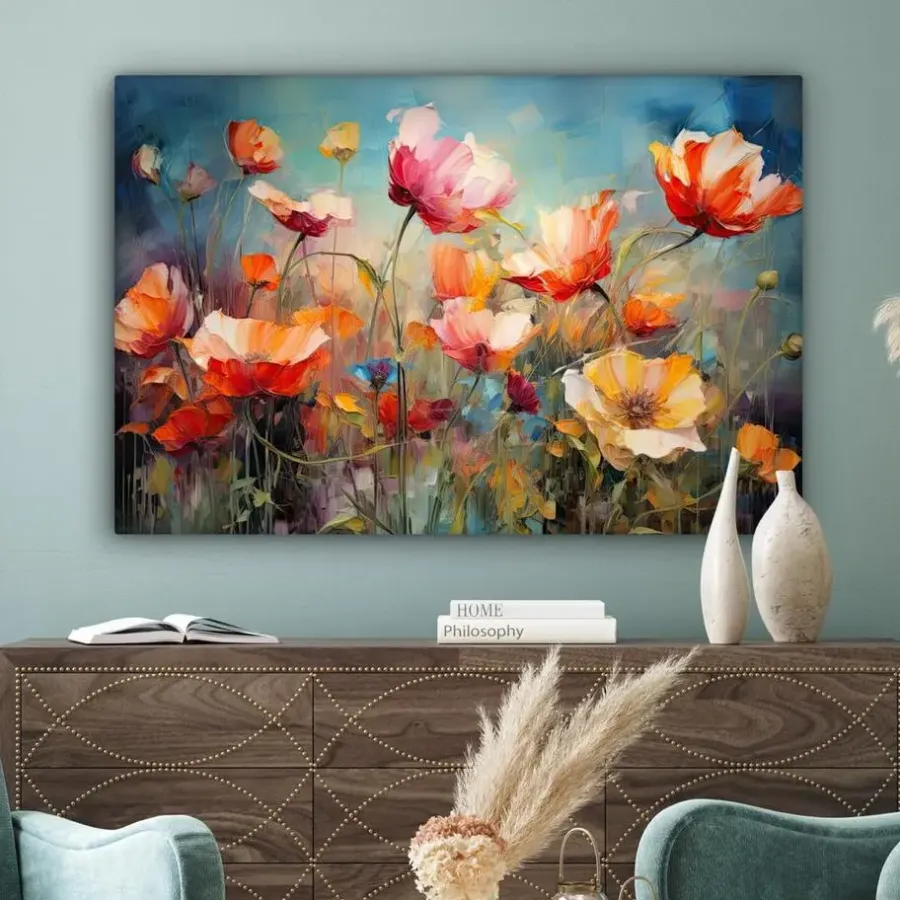 Schilderijen-MuchoWow Canvas Schilderij 120x80cm Bloemen Watercolor Kunst