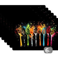 Placemats-MuchoWow Placemat (6stuks) 45x30cm Lepels Kruiden Modern