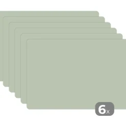 MuchoWow Placemat (6stuks) 45x30cm Mintgroen Effen kleur