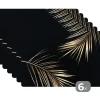 Placemats-MuchoWow Placemat (6stuks) 45x30cm Bladeren Planten Goud Zwart