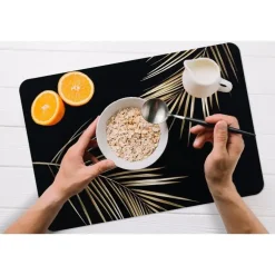 Placemats-MuchoWow Placemat (6stuks) 45x30cm Bladeren Planten Goud Zwart