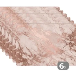 Placemats-MuchoWow Placemat (6stuks) 45x30cm Marmer Roze Luxe Marmerlook
