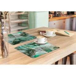 Placemats-MuchoWow Placemat (6stuks) 45x30cm Goud Marmer Groen Luxe