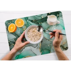 Placemats-MuchoWow Placemat (6stuks) 45x30cm Goud Marmer Groen Luxe