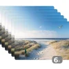 Placemats-MuchoWow Placemat (6stuks) 45x30cm Duin Meeuw Strand Zee Zon
