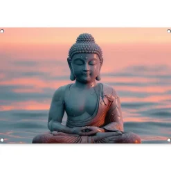 Tuindecoratie-MuchoWow Tuinposter 90x60cm Boeddha Beeld Buddha Water