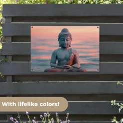 Tuindecoratie-MuchoWow Tuinposter 90x60cm Boeddha Beeld Buddha Water