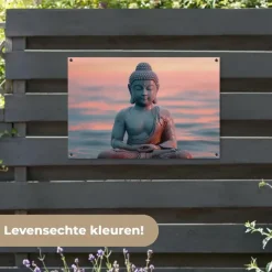 Tuindecoratie-MuchoWow Tuinposter 90x60cm Boeddha Beeld Buddha Water