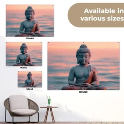 Tuindecoratie-MuchoWow Tuinposter 90x60cm Boeddha Beeld Buddha Water