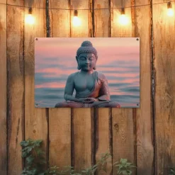 Tuindecoratie-MuchoWow Tuinposter 90x60cm Boeddha Beeld Buddha Water