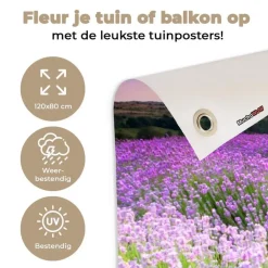 Tuindecoratie-MuchoWow Tuinposter 120x80cm Bloemen Lavendel Paars Lucht