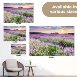 Tuindecoratie-MuchoWow Tuinposter 120x80cm Bloemen Lavendel Paars Lucht