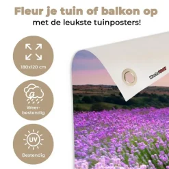 MuchoWow Tuinposter 180x120cm Bloemen Lavendel Paars Lucht