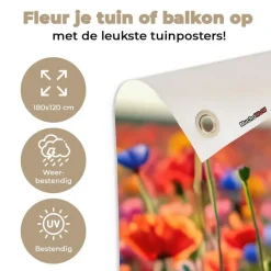 Tuindecoratie-MuchoWow Tuinposter 180x120cm Bloemen Klaprozen Kleurrijk