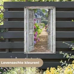 MuchoWow Tuinposter 80x120cm Doorkijk Hortensia Bloemen