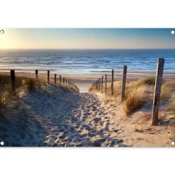 MuchoWow Tuinposter 90x60cm Strand Zee Nederland Duinen Zon