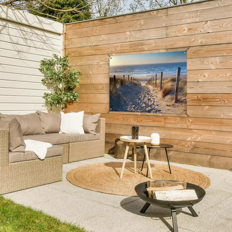 MuchoWow Tuinposter 90x60cm Strand Zee Nederland Duinen Zon