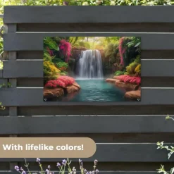 Tuindecoratie-MuchoWow Tuinposter 90x60cm Waterval Natuur Planten Jungle