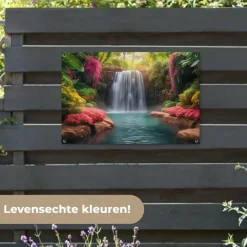 Tuindecoratie-MuchoWow Tuinposter 90x60cm Waterval Natuur Planten Jungle