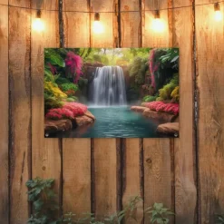 Tuindecoratie-MuchoWow Tuinposter 90x60cm Waterval Natuur Planten Jungle