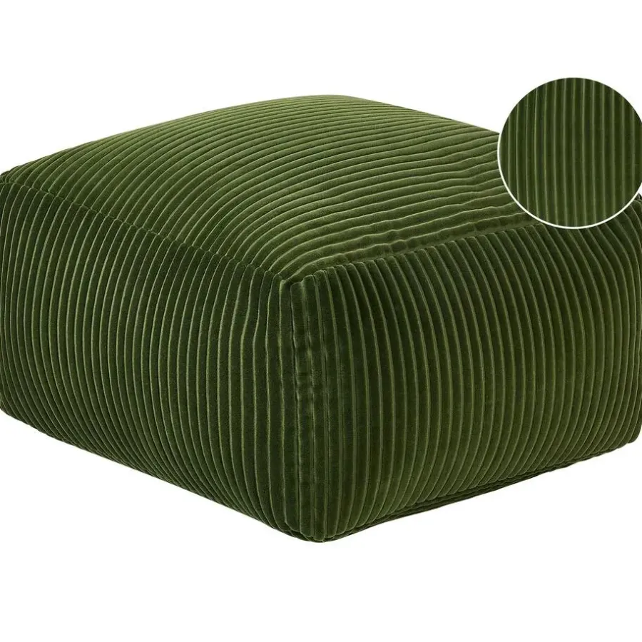 Beliani MUKKI - Poef - Groen - Corduroy