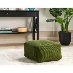 Beliani MUKKI - Poef - Groen - Corduroy