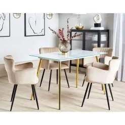 Rechthoekige Eettafels-Beliani MULGA - Eettafel - Wit - Veiligheidsglas
